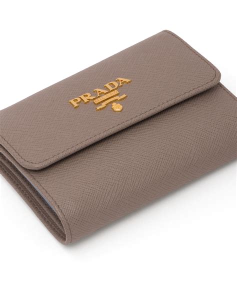 prada glossy leather wallet|small saffiano leather wallet Prada.